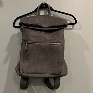 Slate Gray Zippered Vegan Leather Backpack